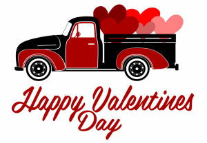 Free Happy Valentines Day Truck SVG Cutting File