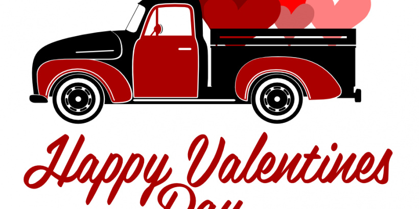 Free Happy Valentines Day Truck SVG Cutting File