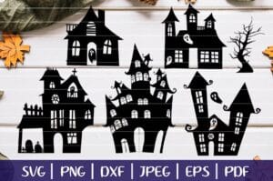 Free Halloween Haunted House SVG Cutting File for the Cricut.