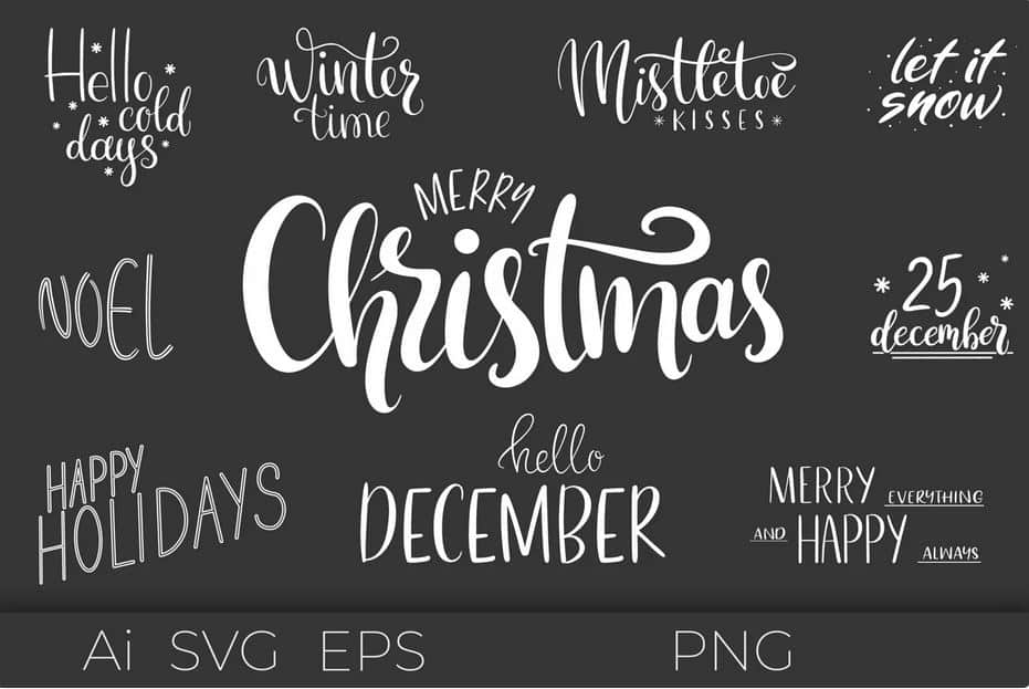 Free Christmas Phrases SVG Bundle